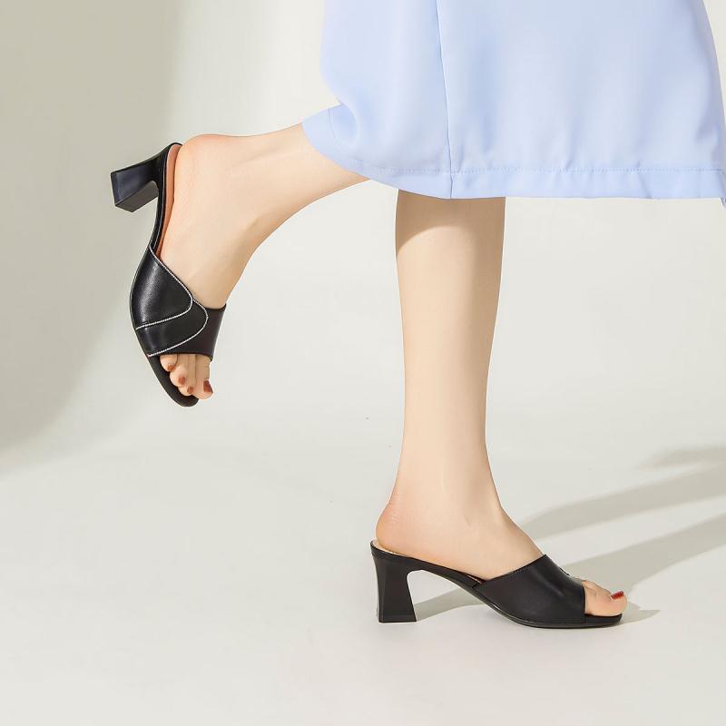 Sandals | Aneka Black Mule  –  Womens Block Heels Black