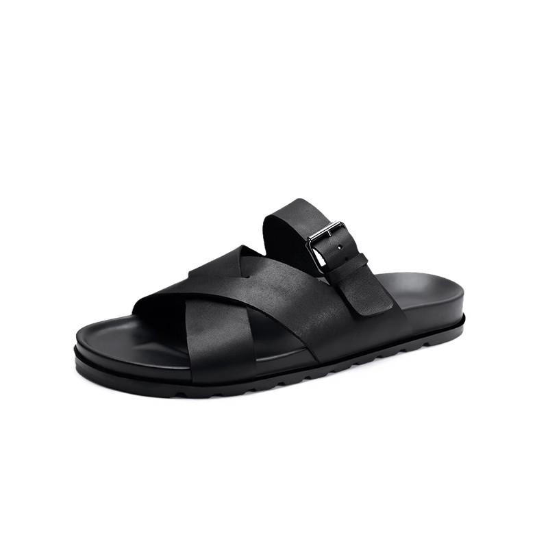 Sandals & Slides | Fredo Flat Sandals  –  Mens Mens Black