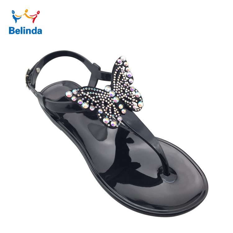 Sandals | Ebariel T-Strap Sandal  –  Womens Flat Sandals Black/Gold Multi